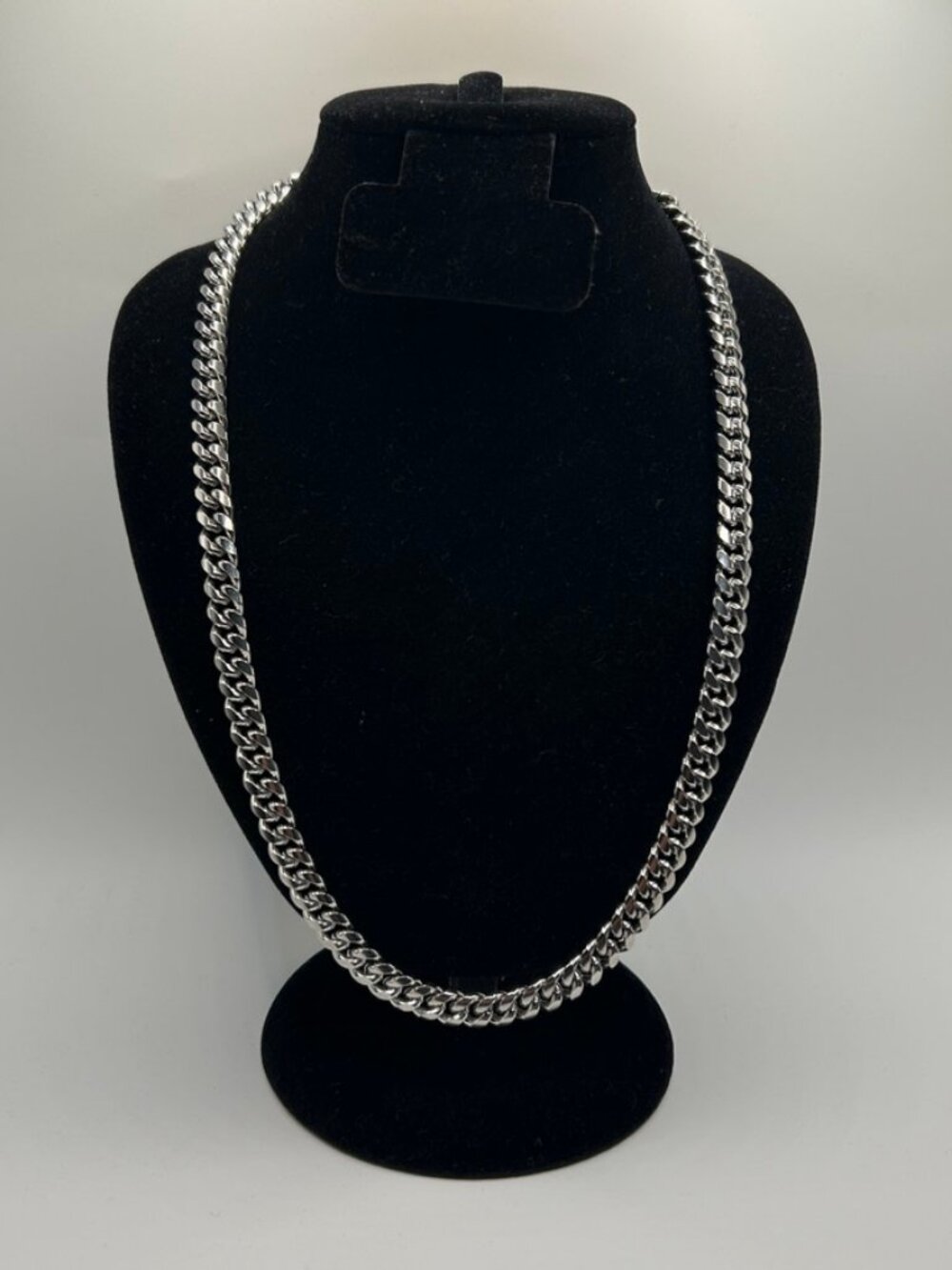 Real Silver Cuban Chain Stainless Steel Plated 8mm 26 Inch Solid Waterproof